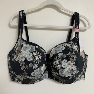 Cacique Bra Womens 44H‎ Smooth Lightly Lined Balconette NWT Black Floral
